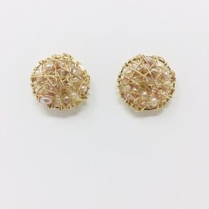 Bundle of 3 Round Mandala Pearl Earrings